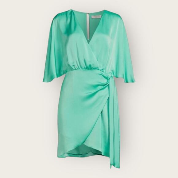 NWTRamy BrookAlexis Asym Hem V-Neck Faux Wrap DressMalachiteSize 8